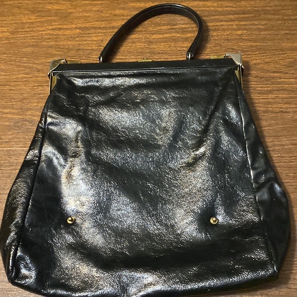 VINTAGE Fashion European Leather Handbag, Made in Paris, Black - Picture 3 of 10